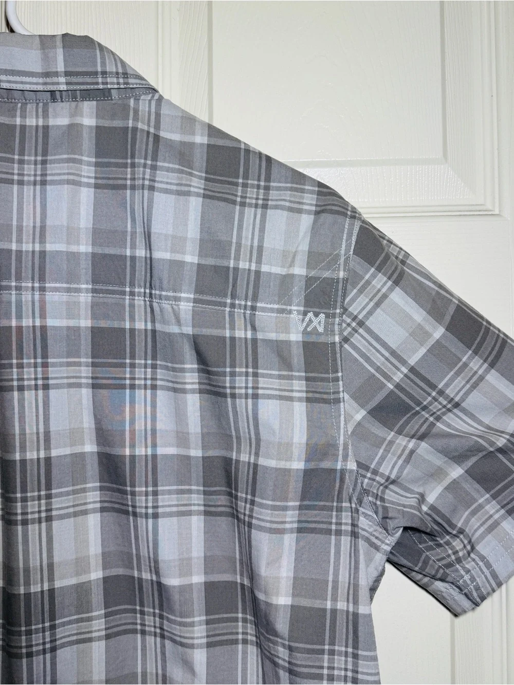5.11 Tactical Men’s Short-Sleeve Gray Plaid Button-Down Shirt Snap On Button